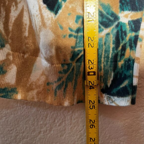 Ann Taylor Women's L Tropical Leaf Button-Front Short Sweater 100% Cotton Office - Picture 11 of 13
